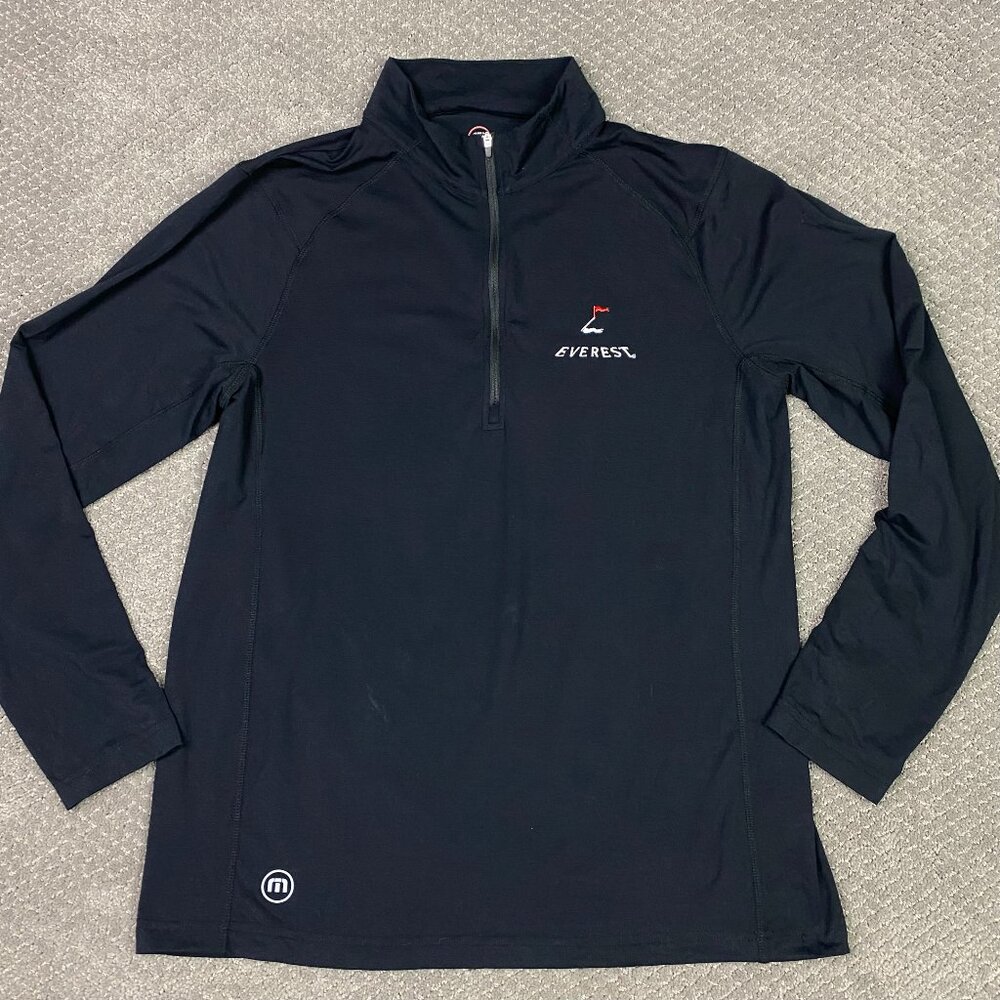 Travis Mathew 1/4 Zip Pullover Men's Large Black Lightweight Stretch Base Layer